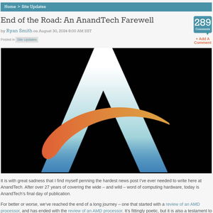 告別AnandTech 一個時代的落幕與技術(shù)的未來展望